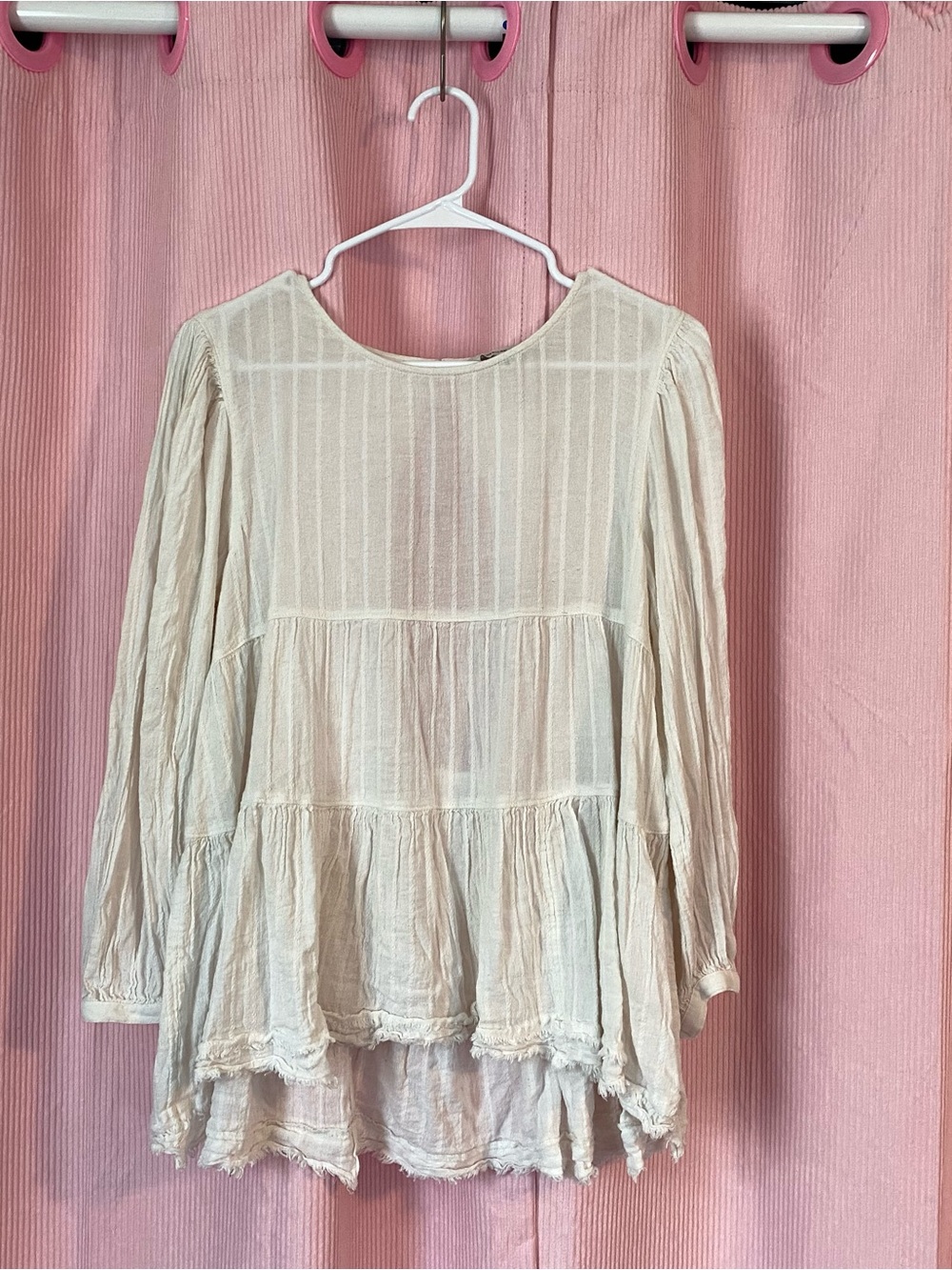 Off-White Vintage Styled Tiered Peasant Blouse - American Eagle